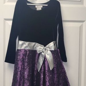 Bonnie Jean, 6x, Black & Purple Party Dress